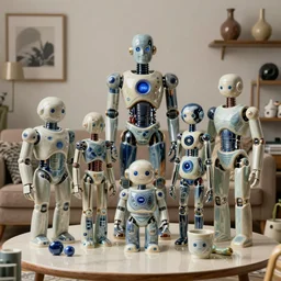 ceramic toy cluttered living room of cyberpunk robot family, diorama, dof, zeiss lens, detailed, centered, fashion photoshoot, by nicoletta ceccoli, mark ryden, lostfish, artgerm and beeple, shiny, breathtaking, 8 k resolution, extremely detailed, beautiful, artistic, hyperrealistic, octane render, - h 8 0 4