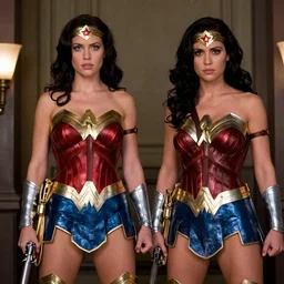 Jesse Pinkman holding wonder woman hostage with a gun