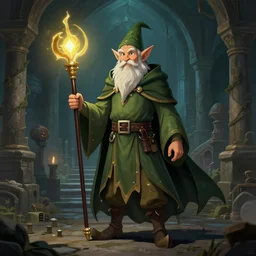 elf wizard with a dungeon background by studio muti