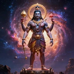 lord vishnu, full body picture, bodybuilder, birth of the universe, multiverse, realistic, full HD, high quality, 4k