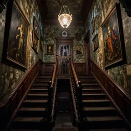 spectre, inside the most haunted house in the world, staircase, paintings on the wall
