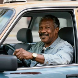 a photo of Stevie Wonder driving a taxi