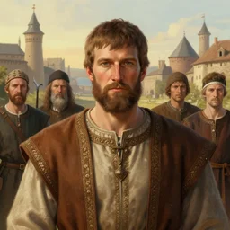 portrait of a handsome kievan prince, early medieval city, romantism, realistic, natural, octane render, rossdraws, tom bagshaw, ross tran, charlie bowater, ruan jia, greg rutkowski, 1 6 k, warm, character illustration, headroom, symmetry