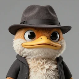 Realistic portrait photo of Perry The Platypus in fedora maintaining cartoonish proportions, realistic fur, 8K, super detailed