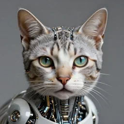 A cyborg cat, realistic, sharp focus, 8k high definition, insanely detailed, intricate, elegant, art by Harumi Hironaka