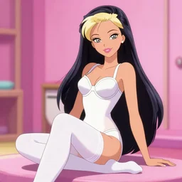 anime barbie in white stockings, white bra