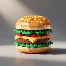 a cheese burger made of lego, modern art