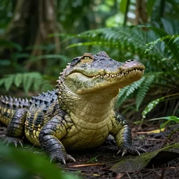 portrait of crocodile dundee in a lush jungle, 5 0 mm lens