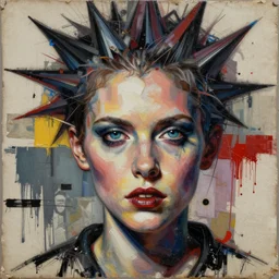 vicious connection between us detailed and highly reliefed analogue mixed media collage with canvas texture in style of conteporary art, punk art, photorealistic, expressionism, masterpiece, perfect composition, hyperrealistic beautiful face, spectacular quality, intricate oil details