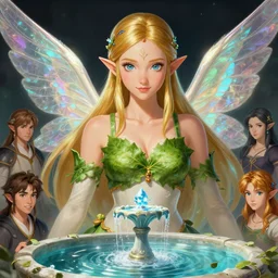 beautiful legend of zelda great fairy fountain portrait, big leaf bra, iridescent wings, highly detailed, d & d, fantasy, highly detailed, digital painting, trending on artstation, concept art, sharp focus, illustration, art by artgerm and greg rutkowski and fuji choko and viktoria gavrilenko and hoang lap