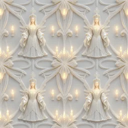 symmetry seamless pattern of poly styrene, fantasy, renaissance wear, glowing candles intricate, elegant, highly detailed, digital painting, artstation, concept art, smooth, sharp focus, illustration, art by artgerm and greg rutkowski and alphonse mucha