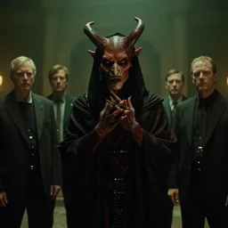 the demon, worship, film still from the movie directed by denis villeneuve and david cronenberg with art direction by bernie wrightson, ed emshwiller, and tim white