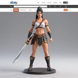 Images on the store website, eBay, Full body, Miniature of a muscular female warrior with club