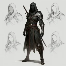 sketch character design concept art, a stealthy warrior, fantasy, digital art trending on artstation