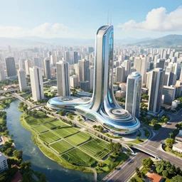 futuristic sao paulo, hyperdetailed, 8 k, volumetric light, farms and rivers around the city, sunny day, solarpunk, artstation
