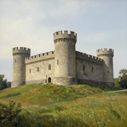 stone castle in a field art by oleg kapustin