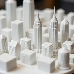A white porcelain city model close up, tilt shift, reflections, Canon TS-E 17mm f/4, pristine quality wallpaper