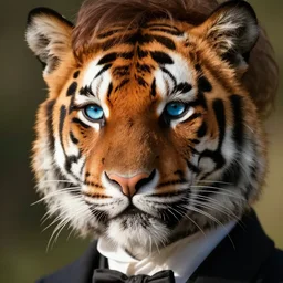 detailed portrait of a Victorian boy with azure eyes and feline features of a tiger!!! to his face!!! by Johannes wessmark. 45 degree light angle, sunlight. hype realistic, 4K HD wallpaper, full color.