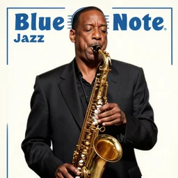 Blue Note jazz album cover of Eddie Murphy playing saxophone