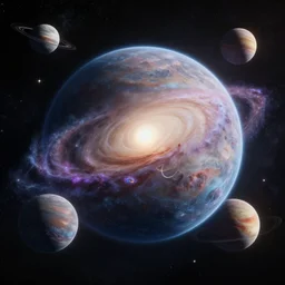 otherwordly space with planets and stars hyperrealistic, galaxy, octane render, 3 d, unreal engine 5 render, realistic, photorealistic