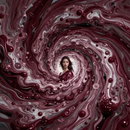 fluid swirl storm masses of burgundy oil paints building chaotic satin structure of unreal beautiful girl in other dimensions, one point perspective, billion details, wayne barlow, bao pham, donato giancola, larry elmore, masterpiece, trending on artstation, featured on pixiv, cinematic composition, beautiful lighting, sharp, details, hyper - detailed, hdr, 4 k, 8 k