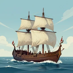 viking ship at sea, wallpaper, digital art by james gilleard