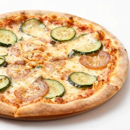 a 5 0 mm macro shot of a veggie pizza