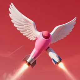 pink tank with wings, red sky, flying rockets, shooting lasers, realism