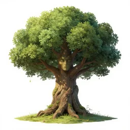 a magic tree with a face on it, fantasy concept art