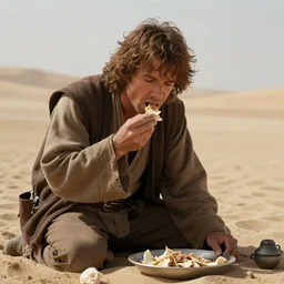 Anakin Skywalker eating sand on Tatooine, 4K photography, cinematographic