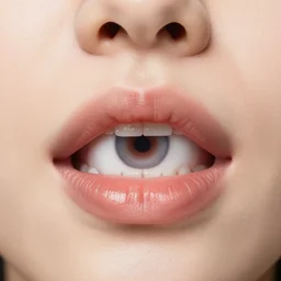 close up photo of female mouth with eye inside, 4 k, high quality, perfect details, sharp, photo of a year winner