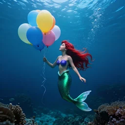 balloonamilas, under the sea, little mermaid, realistic, hd, dramatic lighting