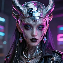 an intricately detailed ultra - realistic unreal engine 5 rendering of a portrait of synthwave cyberpunk neon - alien disco queen, concept art, intricate details, eerie, highly detailed, photorealistic, octane render, 8 k uhd art by kilian eng