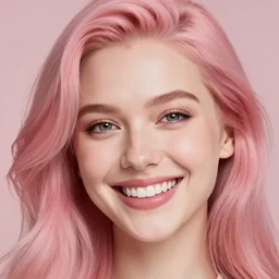 portrait photography, the most beautiful woman in the world, in the style of Julia Razumova, beautiful, happy expression, cheery, 8k, closeup headshot, smooth, trending on 500px, pink hair