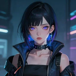 A realistic anime portrait of a cyberpunk girl, digital painting, by Stanley Artgerm Lau, Sakimichan, WLOP and Rossdraws, digtial painting, trending on ArtStation, SFW version