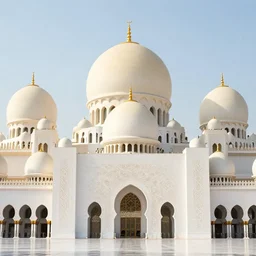 elegant mosque design, photorealistic, arabic style, highly detailed, symmetrical, domes