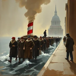 a painting of polish immigrants arriving in new york in 1 8 9 3 in new york by greg rutkowski, trending on artstation