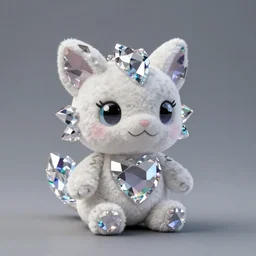 “high quality product photo of a webkinz plush animal made of crystals”