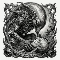 alien demon devours your soul, hyper detailed, masterpiece, ornate dark, junji ito, katsuhiro otomo, shintaro kago, cgsociety, artstation, deviantart