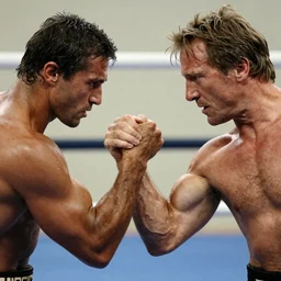 clint Eastwood arm wrestling with himself