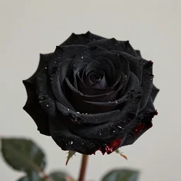 a beautiful black rose with blood - stained thorns