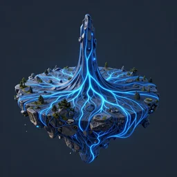 flowing island, by anton fadeev, by rhads, 4 k, cyber punk style, glowing blue veins, greg rutkowski, very coherent symmetrical artwork, cinematic, hyper realism, high detail, octane render, unreal engine, 8 k, vibrant colors, smooth gradients
