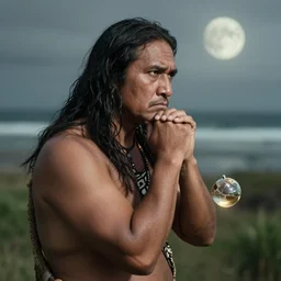 Te Aho, Maori warrior pondering his Orb by Todd Lockwood