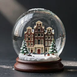 snow globe of amsterdam, artstation, photorealism