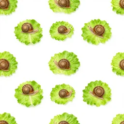 isometric repeating pattern of snails on lettuce
