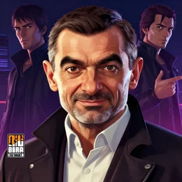 close - up portrait of mr. bean, cyberpunk dark fantasy art, gta 5 cover, official fanart behance hd artstation by jesper ejsing, by rhads, makoto shinkai and lois van baarle, ilya kuvshinov, ossdraws