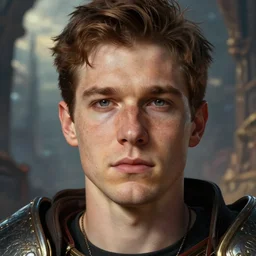 dungeons and dragons paladin chief character closeup portrait, dramatic light, epic background, 2 0 0 mm focal length, painted by stanley lau, painted by greg rutkowski, painted by stanley artgerm, high detail, real life skin, freckles, 8 k, stunning detail, works by artgerm, greg rutkowski and alphonse mucha, unreal engine 5, 4 k uhd, digital art, trending on artstation