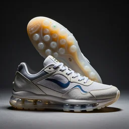 sneaker with an inflatable and translucent sole
