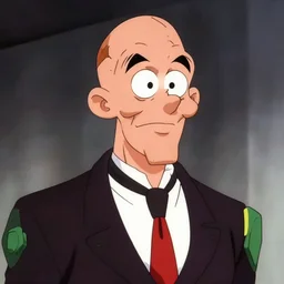 anime!!!!!!!!!!!! evangelion with dilbert's head and flipped - up tie
