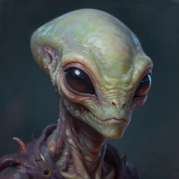close-up portrait of a new alien monster, creative design, realistic detailed painting, trending on deviantart